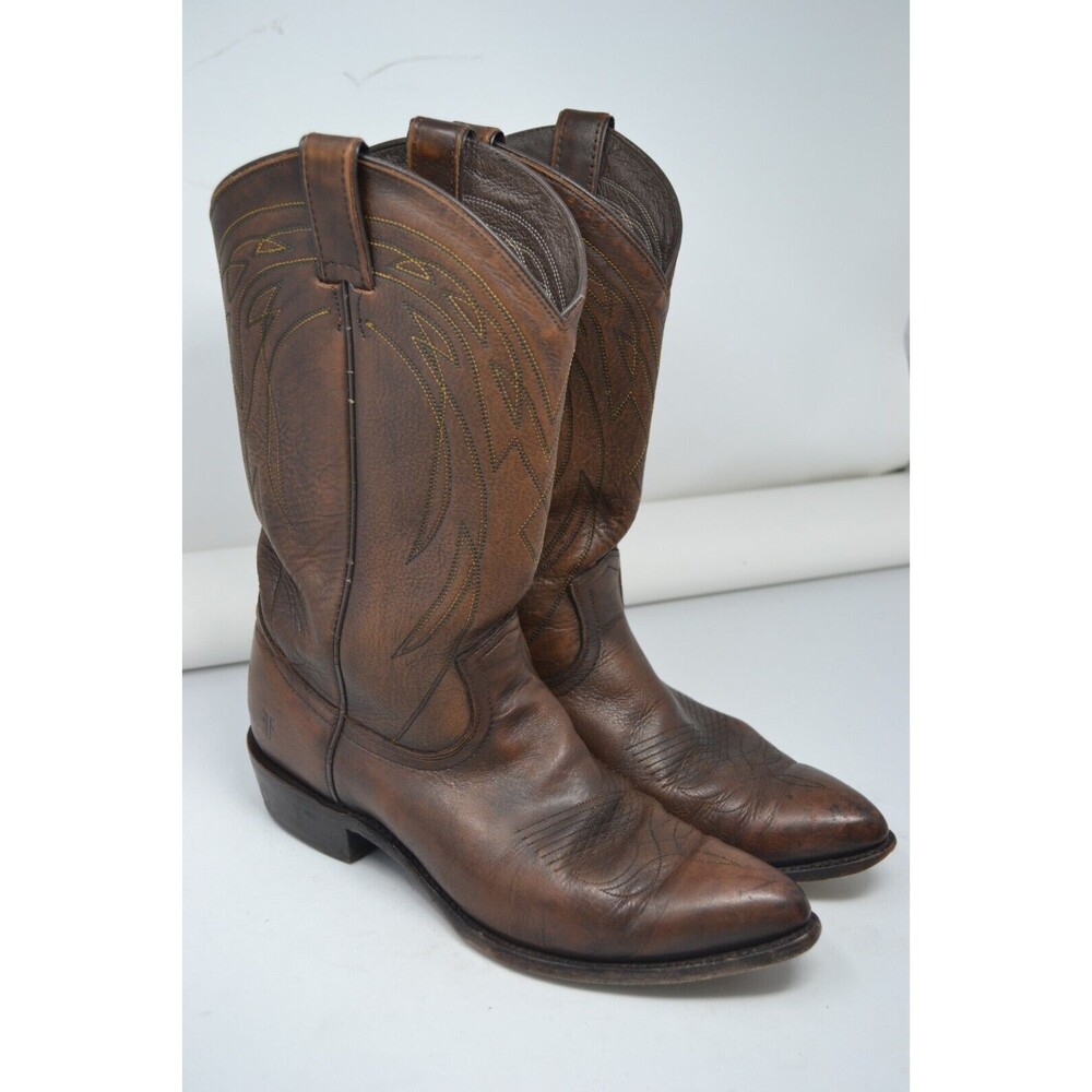 Frye Bruce Pull On 3487688‎ Dark Brown Men’s Cowboy Western Leather Boot Sz 10 B